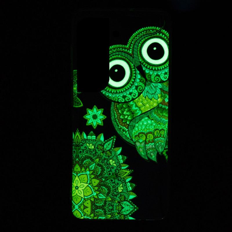 Mobilcover Samsung Galaxy S22 5G Fluorescerende Ugle Mandala