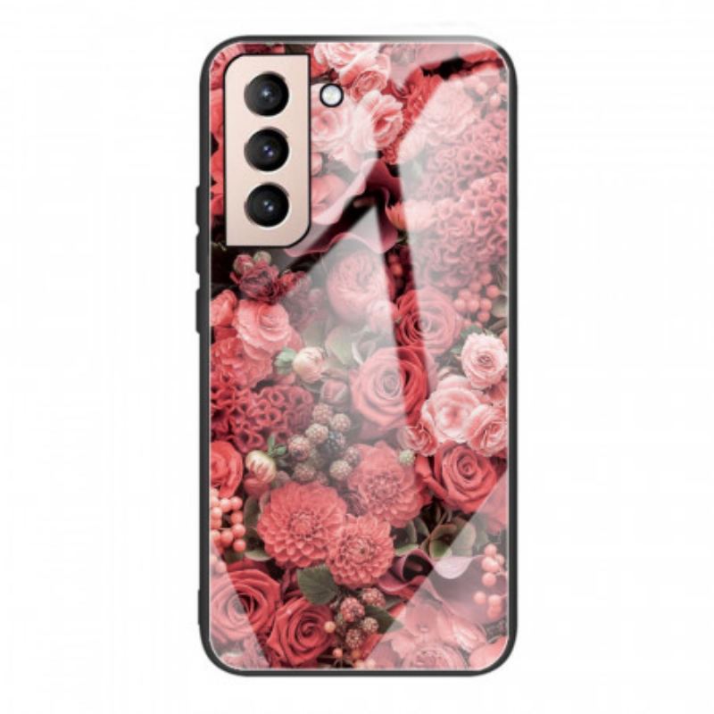 Mobilcover Samsung Galaxy S22 5G Rose Blomster Hærdet Glas