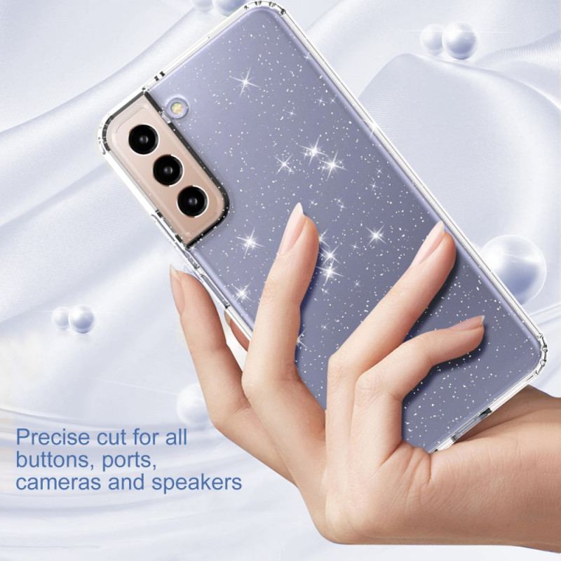 Mobilcover Samsung Galaxy S22 5G Transparent Pailletter Design