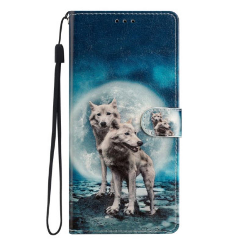 Flip Cover Oppo Reno 8 Lite Med Snor Lanyard Wolf