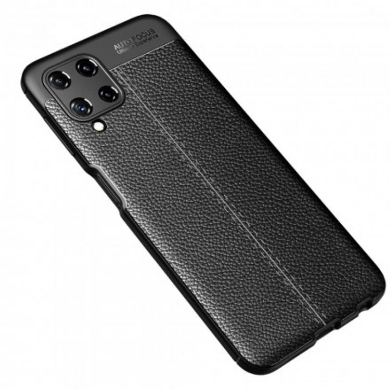 Cover Samsung Galaxy A22 Dobbelt Linje Litchi Læder Effekt