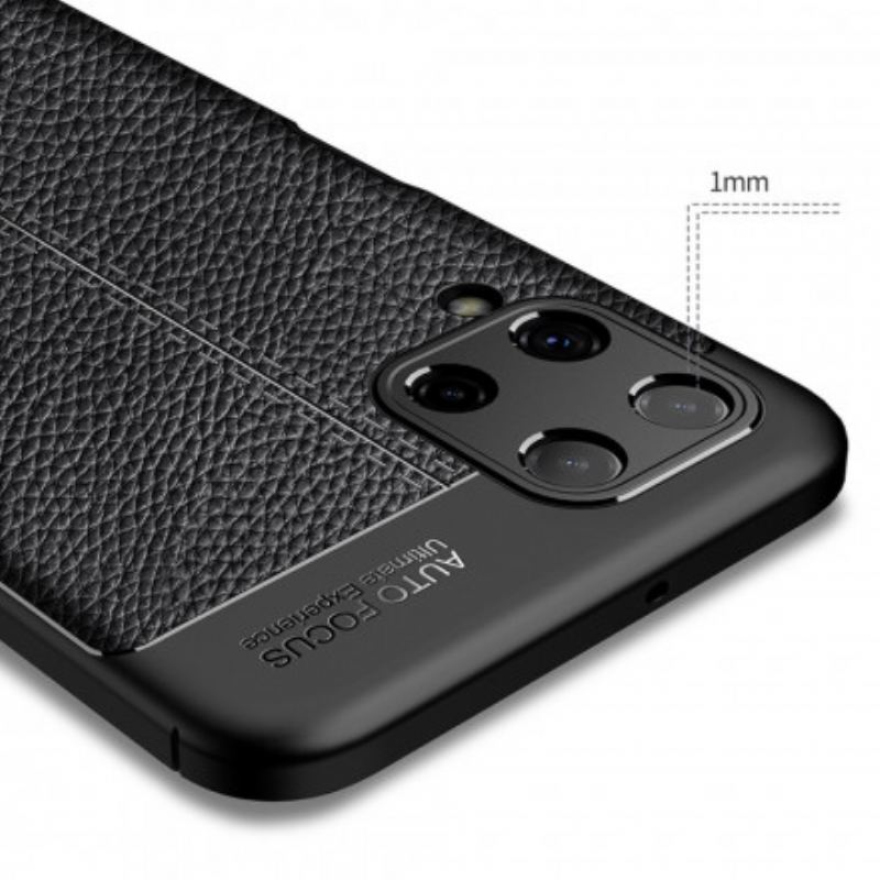 Cover Samsung Galaxy A22 Dobbelt Linje Litchi Læder Effekt