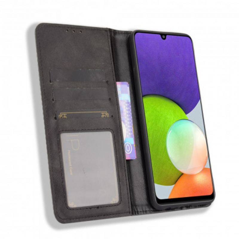 Cover Samsung Galaxy A22 Flip Cover Stiliseret Vintage Lædereffekt