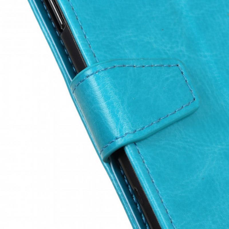 Flip Cover Samsung Galaxy A22 Enkel Skinnende Lædereffekt