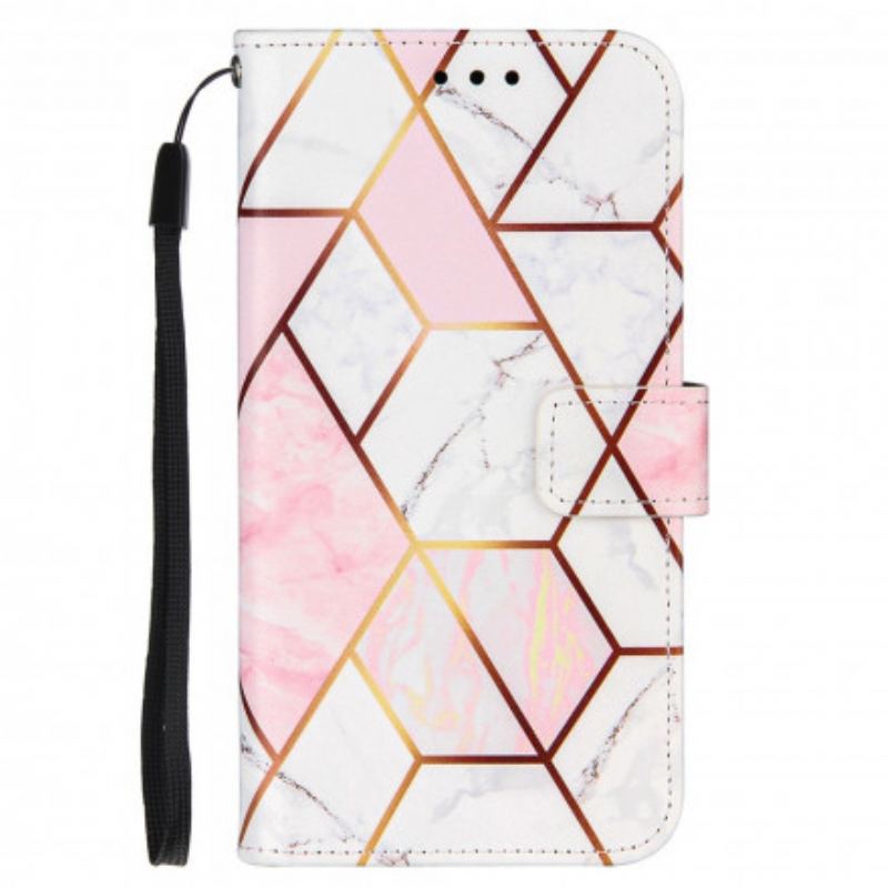 Flip Cover Samsung Galaxy A22 Geometrisk Marmor