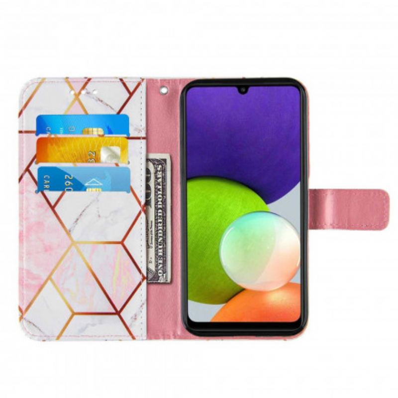 Flip Cover Samsung Galaxy A22 Geometrisk Marmor