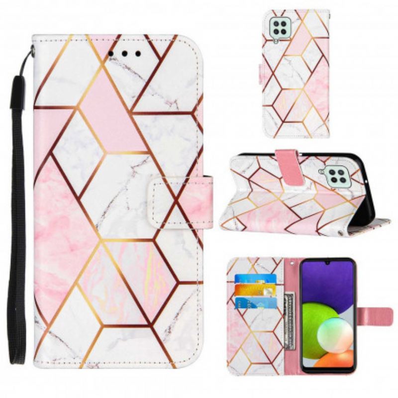 Flip Cover Samsung Galaxy A22 Geometrisk Marmor