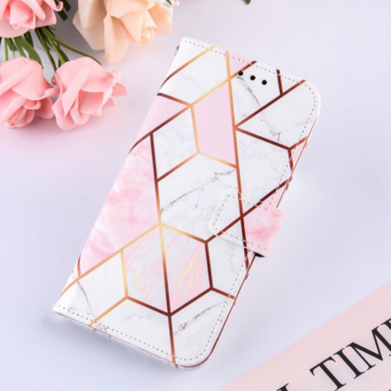 Flip Cover Samsung Galaxy A22 Geometrisk Marmor