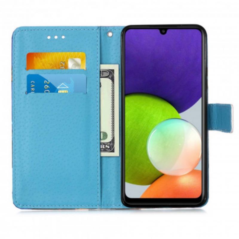 Flip Cover Samsung Galaxy A22 Gyldne Sommerfugle