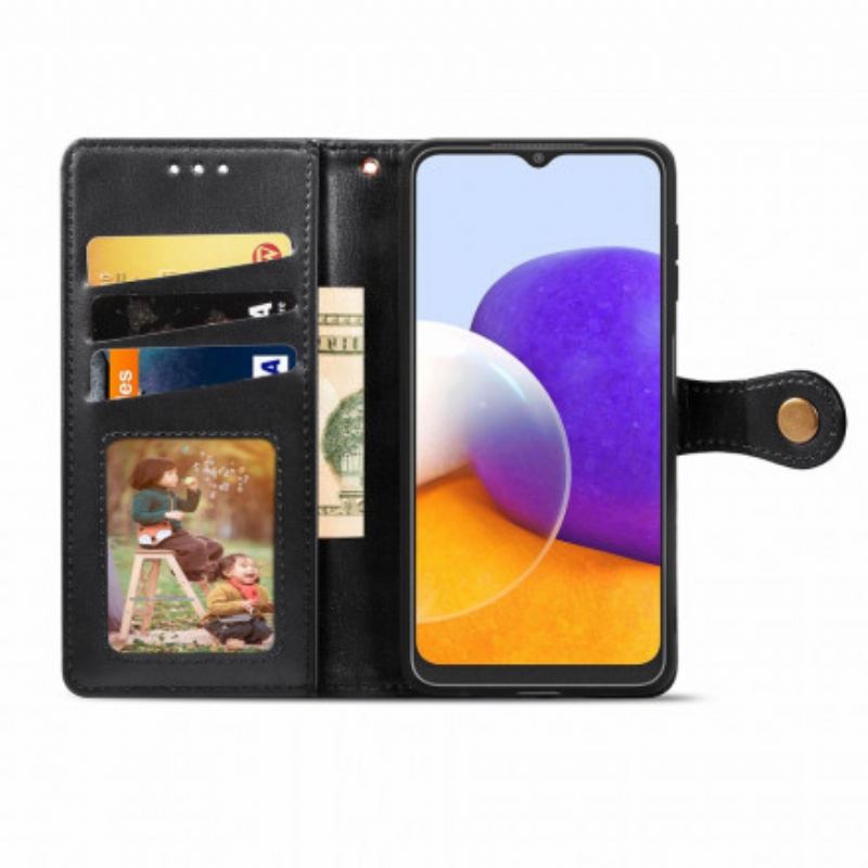 Flip Cover Samsung Galaxy A22 Kunstlæder Og Vintage Lås