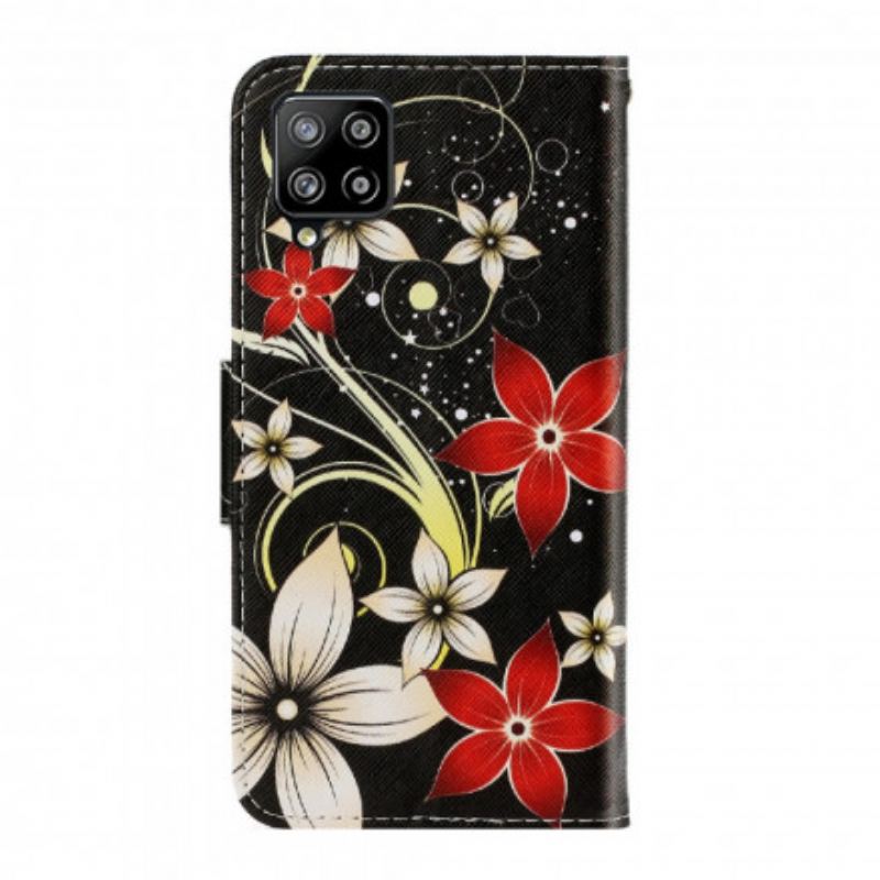 Flip Cover Samsung Galaxy A22 Med Snor Farverige Strappy Blomster