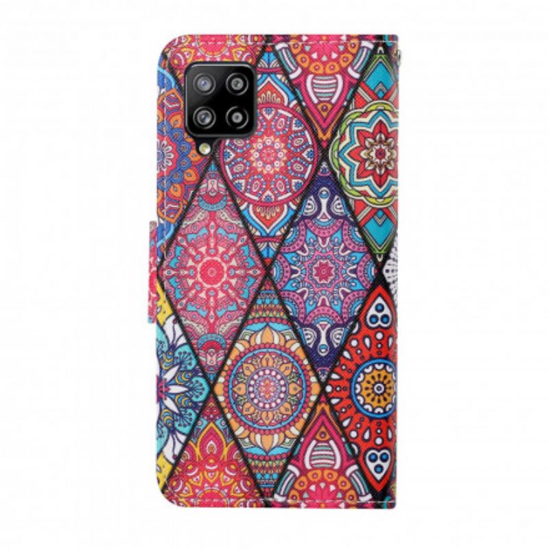 Flip Cover Samsung Galaxy A22 Patchwork Med Lanyard