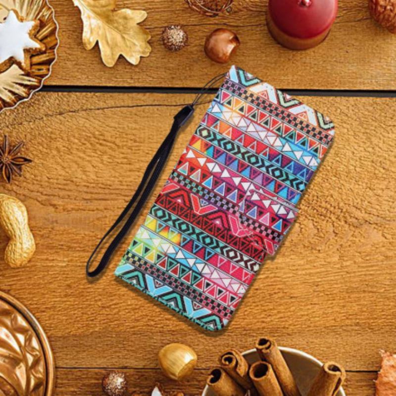 Flip Cover Samsung Galaxy A22 Patchwork Med Lanyard