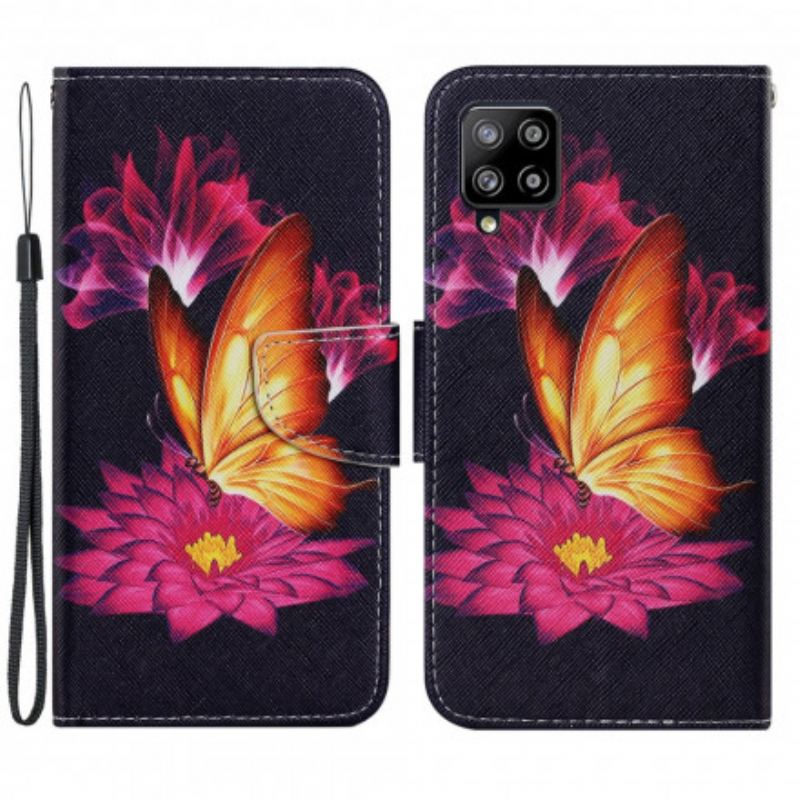 Flip Cover Samsung Galaxy A22 Sommerfugl Og Lotus