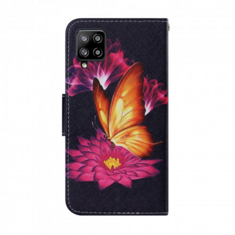 Flip Cover Samsung Galaxy A22 Sommerfugl Og Lotus