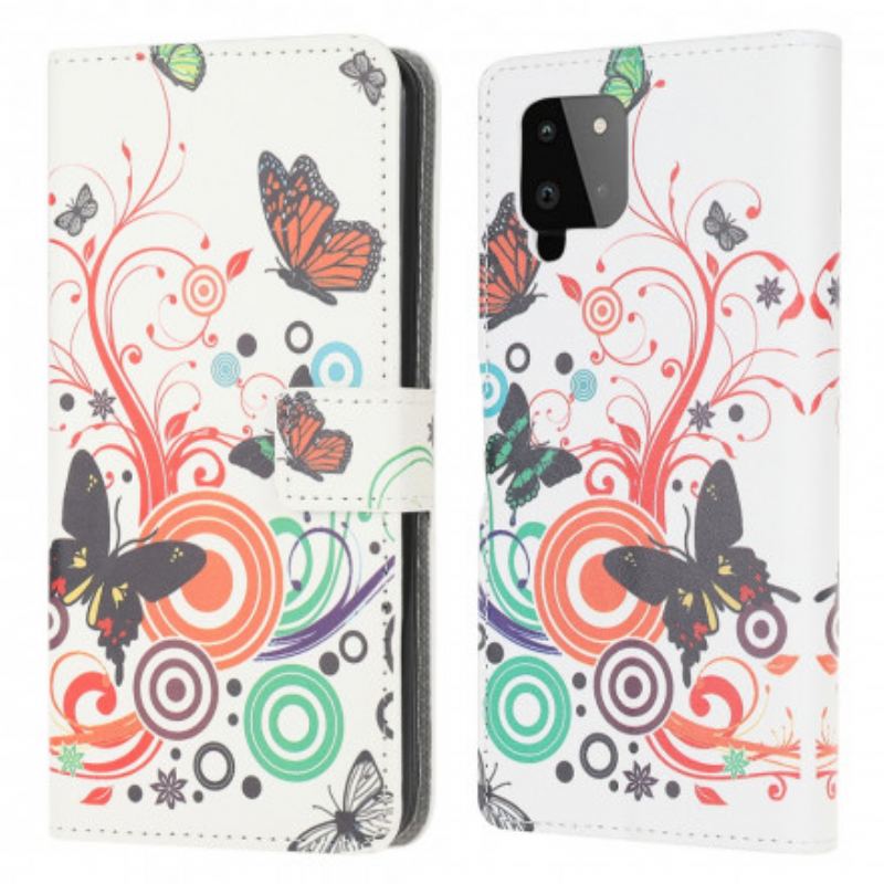 Flip Cover Samsung Galaxy A22 Sommerfugle Og Blomster