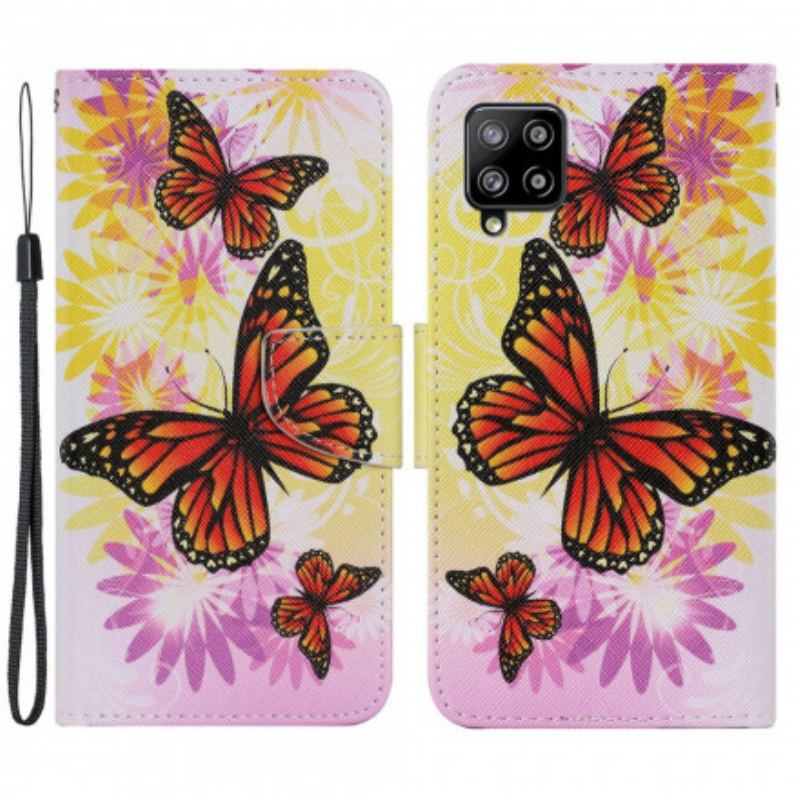 Flip Cover Samsung Galaxy A22 Sommerfugle Og Sommerblomster