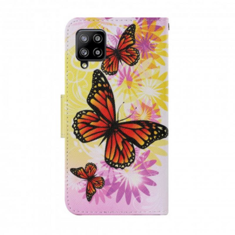 Flip Cover Samsung Galaxy A22 Sommerfugle Og Sommerblomster