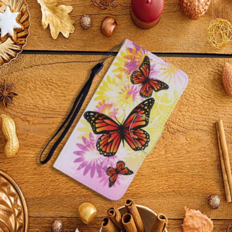 Flip Cover Samsung Galaxy A22 Sommerfugle Og Sommerblomster