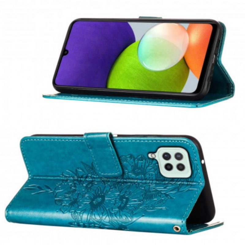 Flip Cover Samsung Galaxy A22 Sommerfugledesign Med Snor