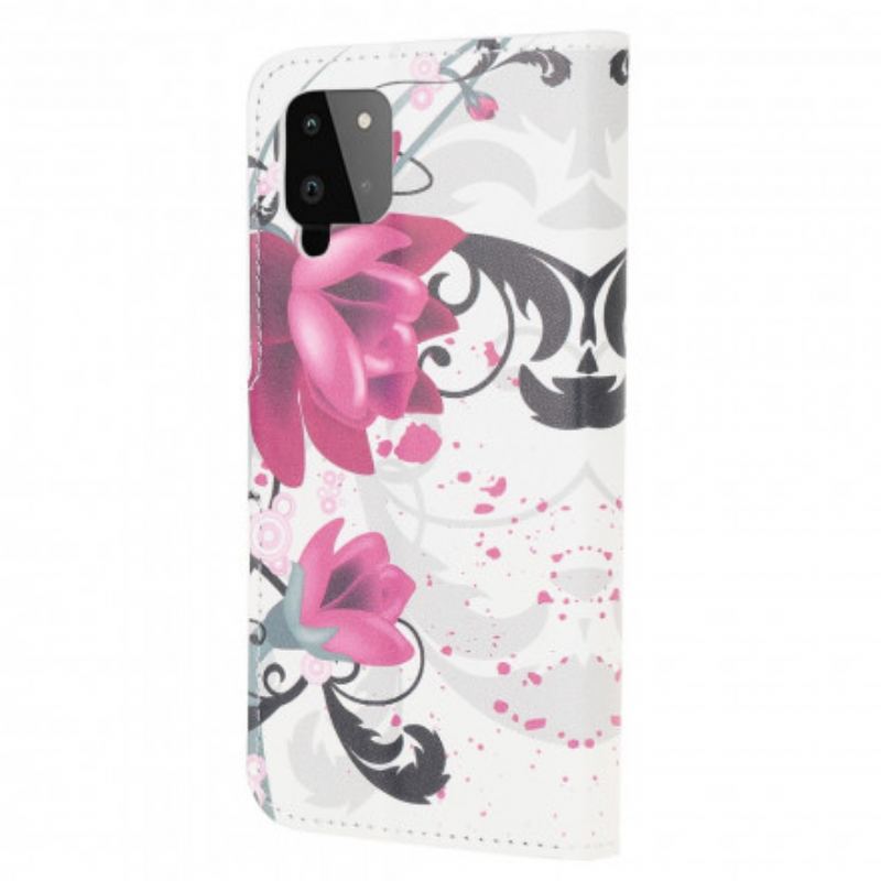 Flip Cover Samsung Galaxy A22 Tropiske Blomster