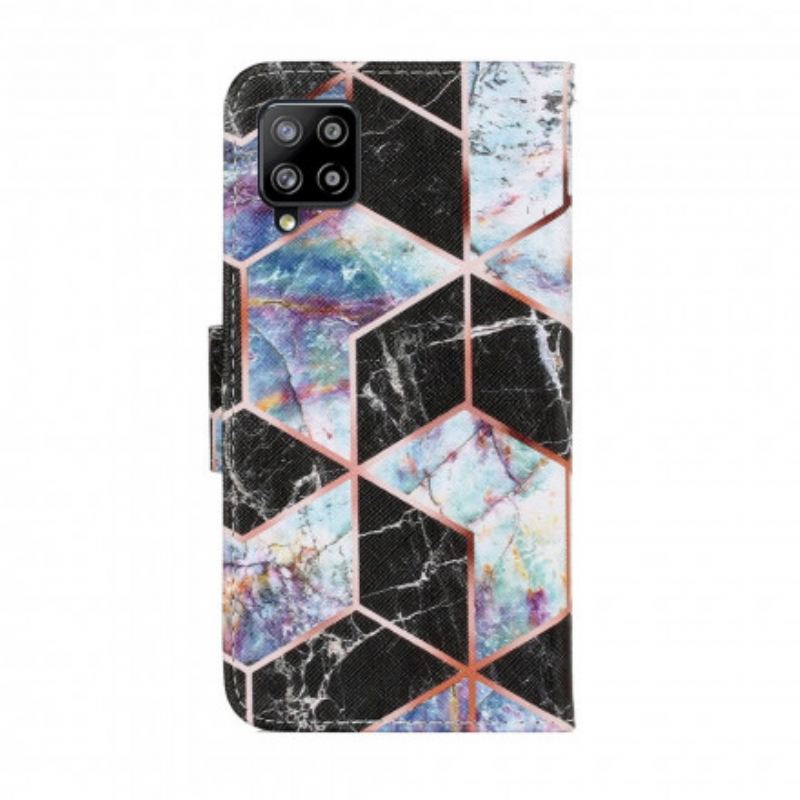 Læder Cover Samsung Galaxy A22 Geometrisk Marmor