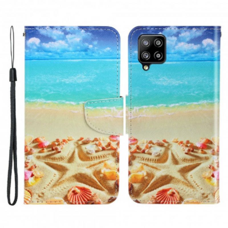 Læder Cover Samsung Galaxy A22 Med Snor Lanyard Beach