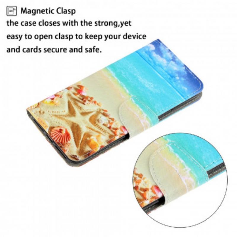 Læder Cover Samsung Galaxy A22 Med Snor Lanyard Beach