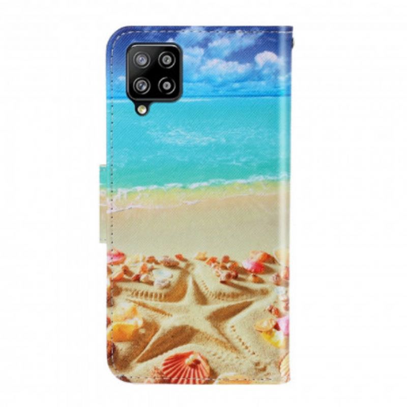 Læder Cover Samsung Galaxy A22 Med Snor Lanyard Beach