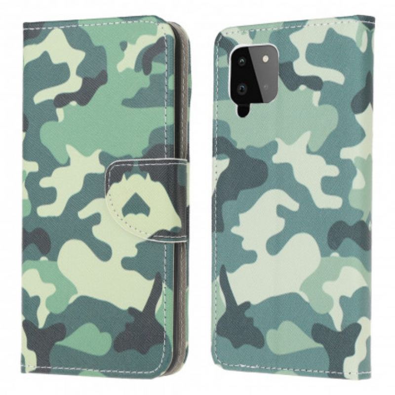 Læder Cover Samsung Galaxy A22 Militær Camouflage