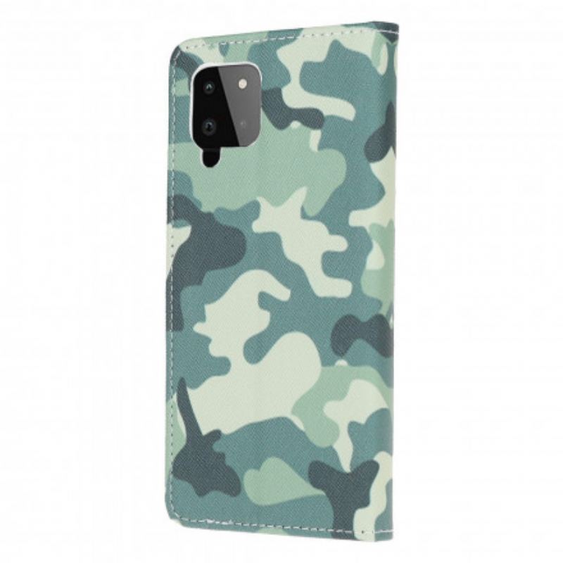 Læder Cover Samsung Galaxy A22 Militær Camouflage