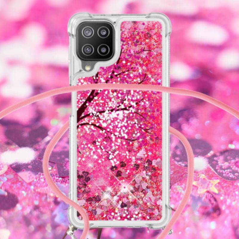 Mobilcover Samsung Galaxy A22 Med Snor Sequin Snøretræ