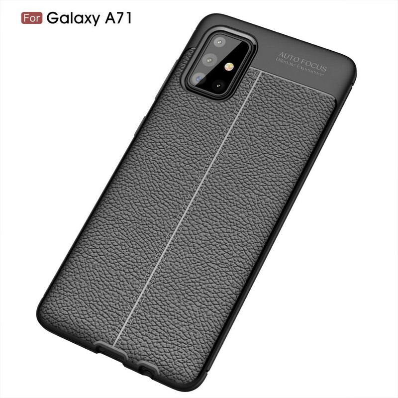 Cover Samsung Galaxy A71 Dobbelt Linje Litchi Læder Effekt