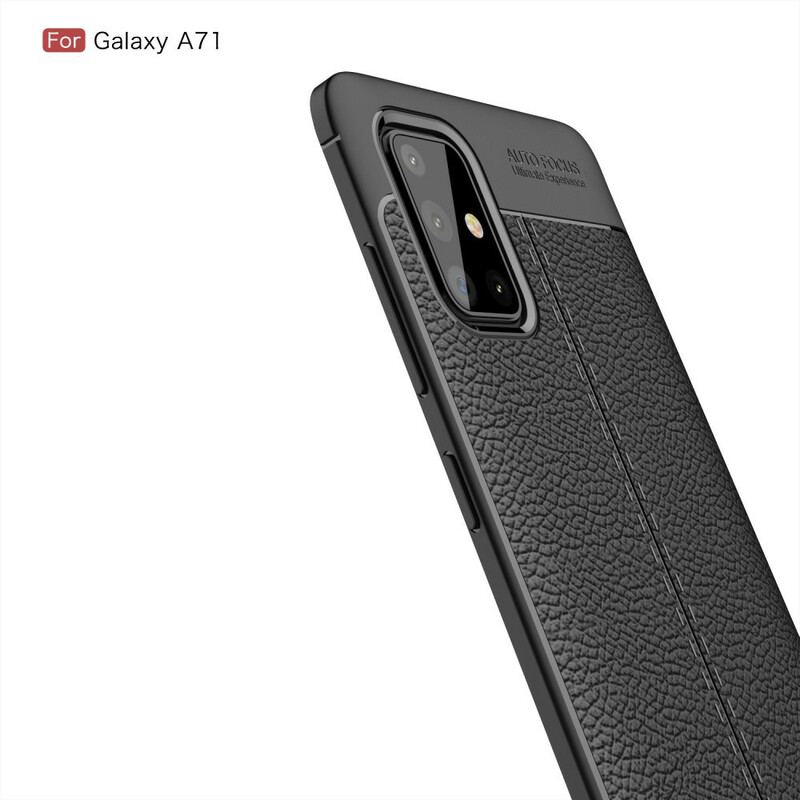 Cover Samsung Galaxy A71 Dobbelt Linje Litchi Læder Effekt