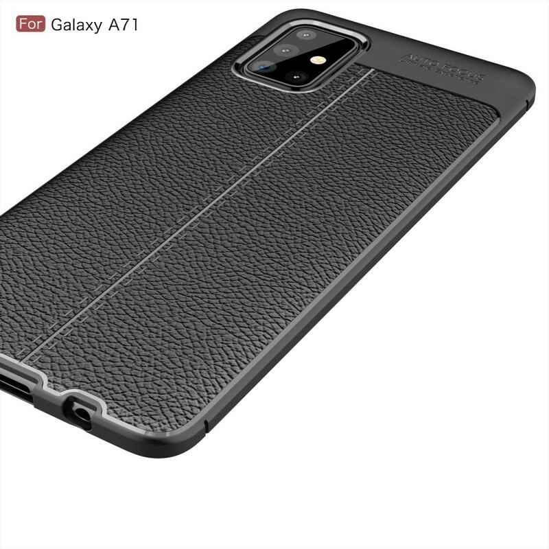 Cover Samsung Galaxy A71 Dobbelt Linje Litchi Læder Effekt