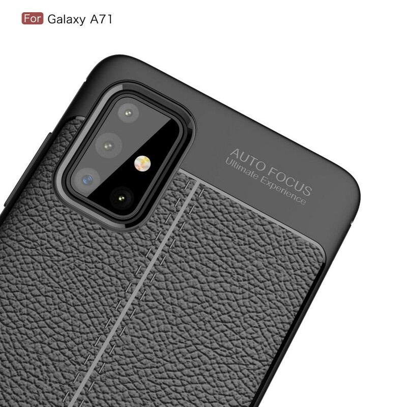 Cover Samsung Galaxy A71 Dobbelt Linje Litchi Læder Effekt