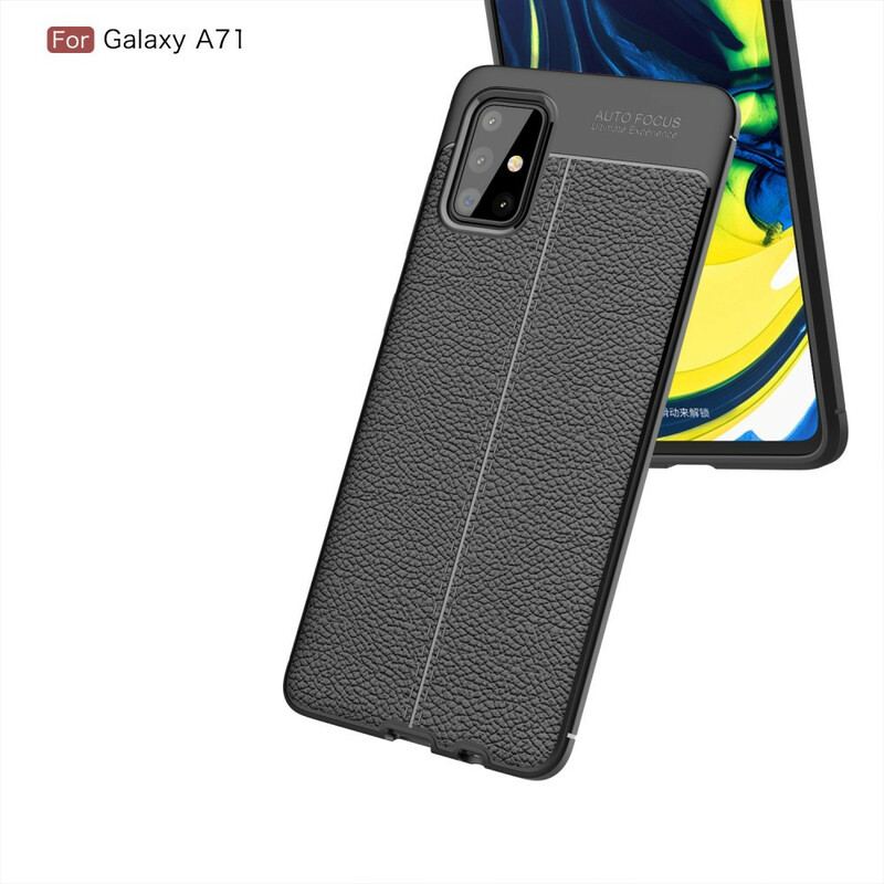 Cover Samsung Galaxy A71 Dobbelt Linje Litchi Læder Effekt