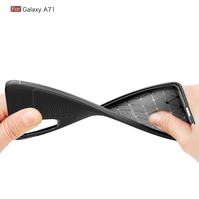 Cover Samsung Galaxy A71 Dobbelt Linje Litchi Læder Effekt