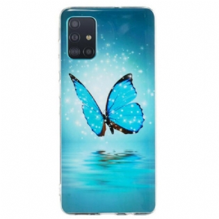 Cover Samsung Galaxy A71 Fluorescerende Blå Sommerfugl