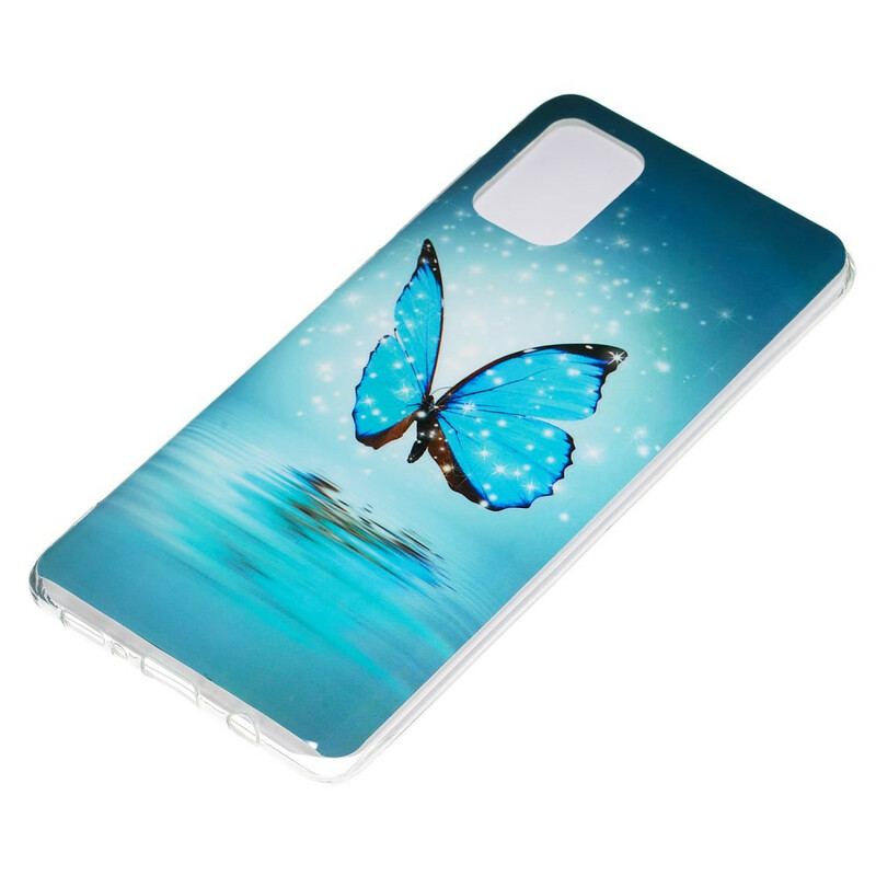 Cover Samsung Galaxy A71 Fluorescerende Blå Sommerfugl