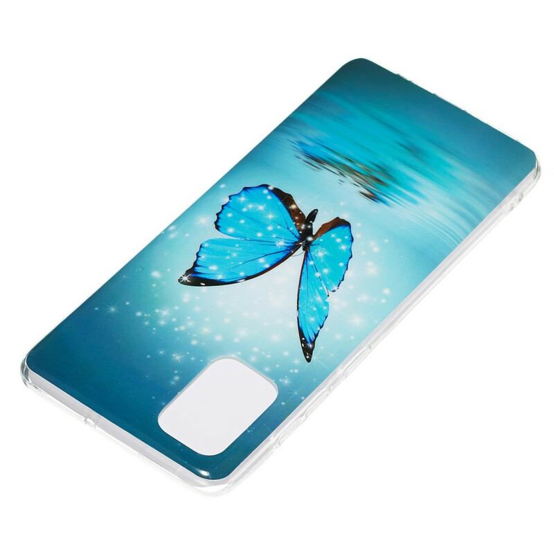 Cover Samsung Galaxy A71 Fluorescerende Blå Sommerfugl