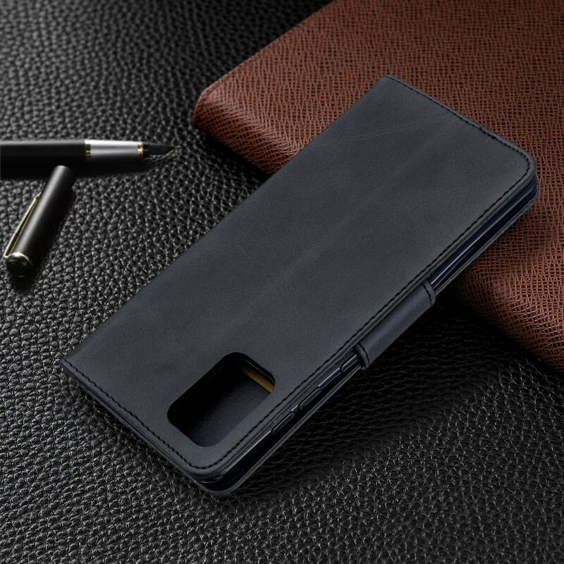 Flip Cover Samsung Galaxy A71 Læder Cover Glat Flap Skrå