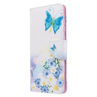 Flip Cover Samsung Galaxy A71 Malede Sommerfugle Og Blomster