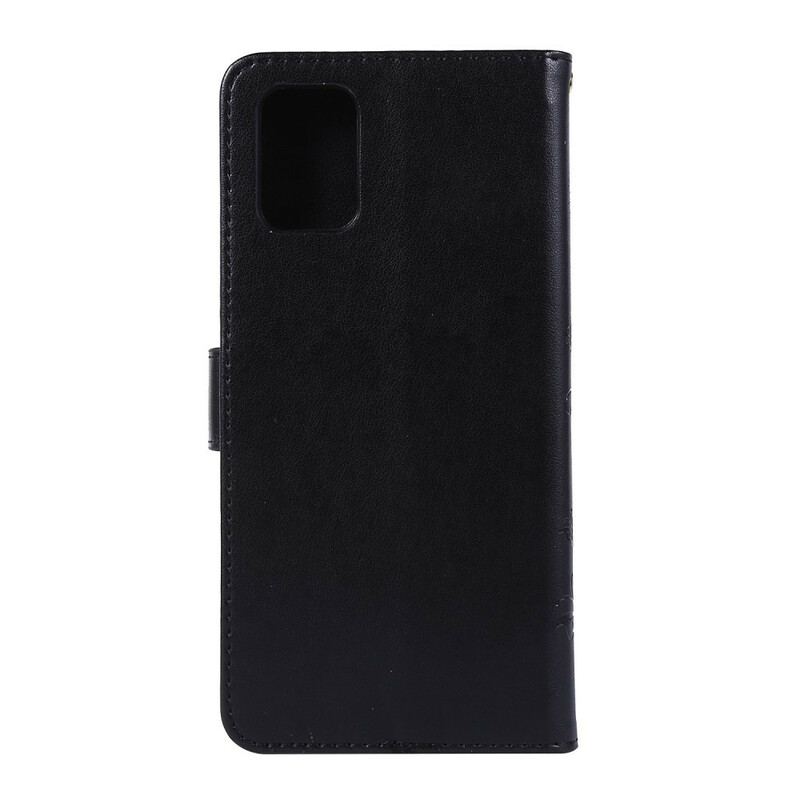 Flip Cover Samsung Galaxy A71 Med Snor Diskretion Sommerfugle Med Rem