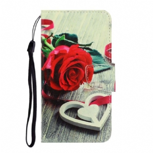 Flip Cover Samsung Galaxy A71 Med Snor Farverige Strappy Blomster