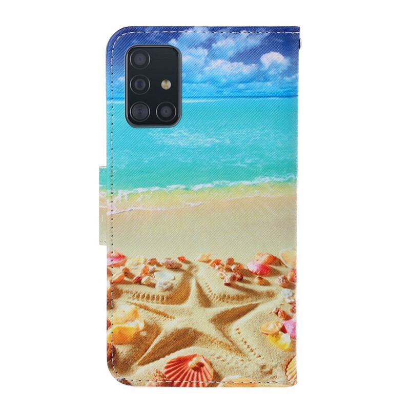 Flip Cover Samsung Galaxy A71 Med Snor Lanyard Beach