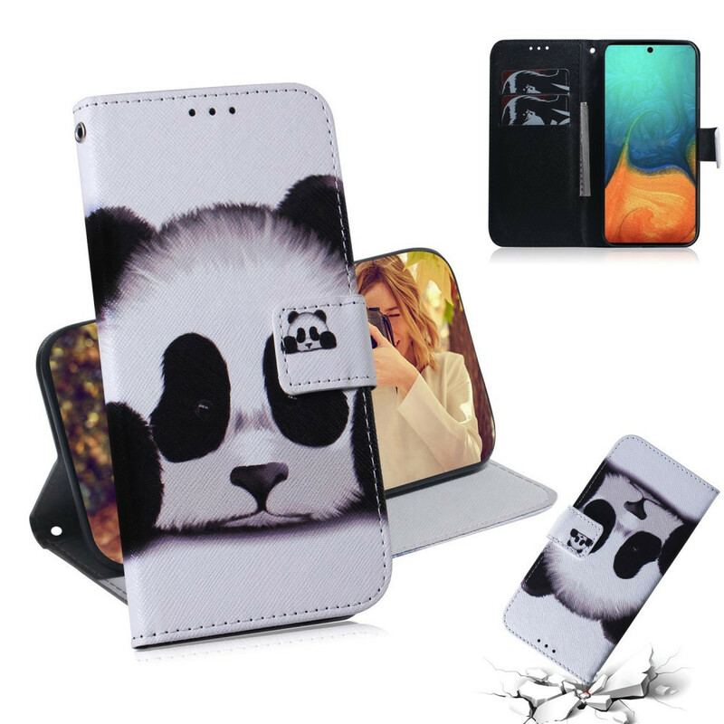 Flip Cover Samsung Galaxy A71 Panda Ansigt