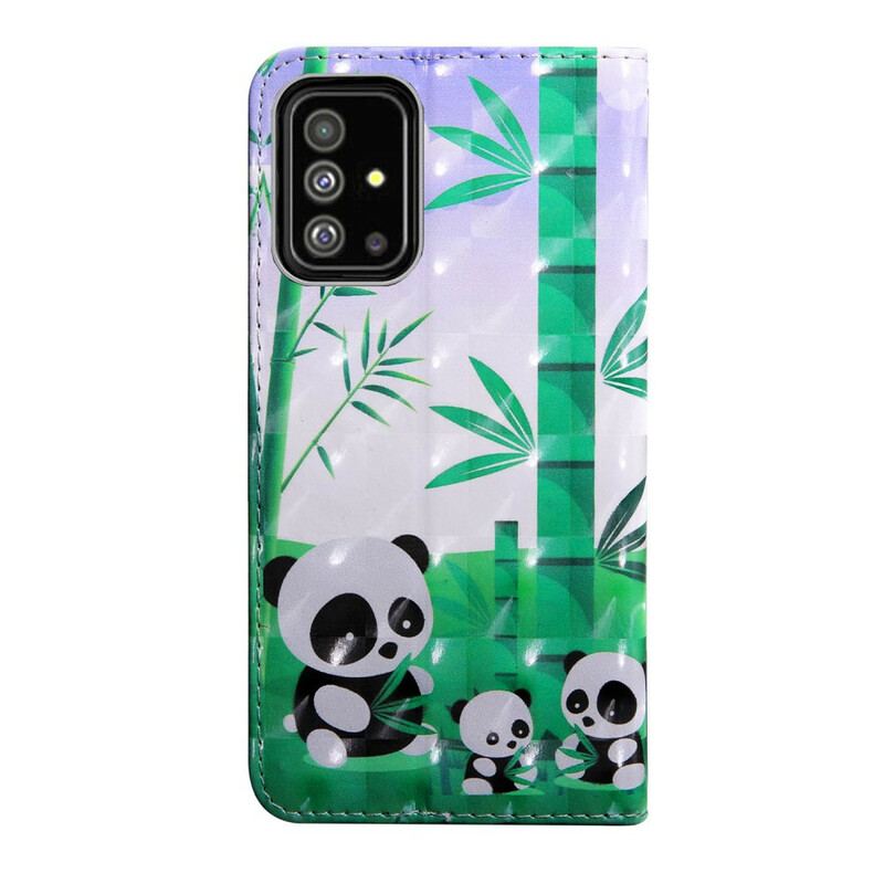 Flip Cover Samsung Galaxy A71 Panda Familie