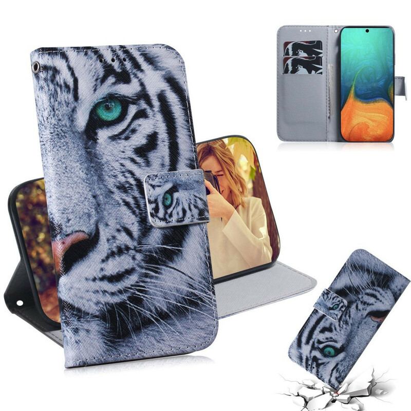 Flip Cover Samsung Galaxy A71 Tiger Ansigt