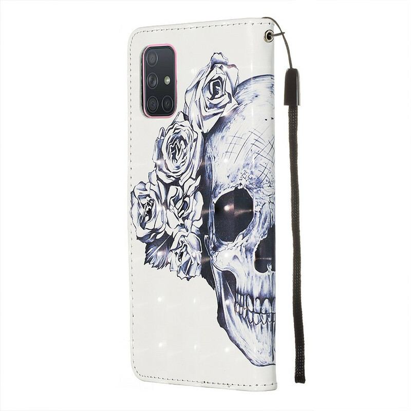 Læder Cover Samsung Galaxy A71 Blomstrende Kranie